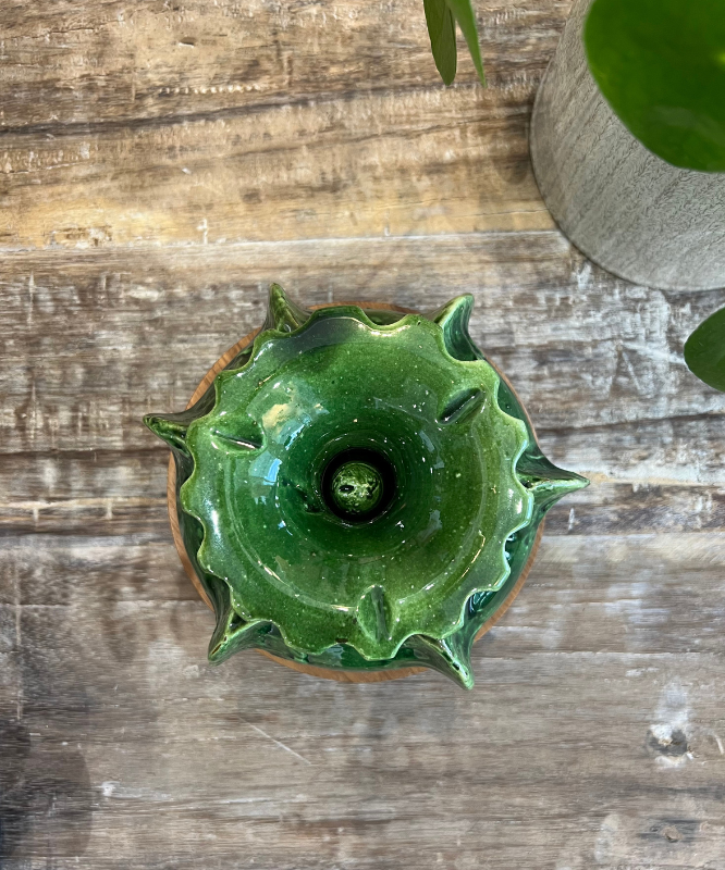 Cendrier marocain vert cactus en céramique