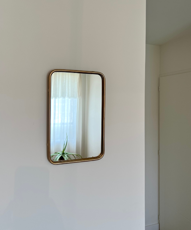 Miroir mural rectangulaire doré