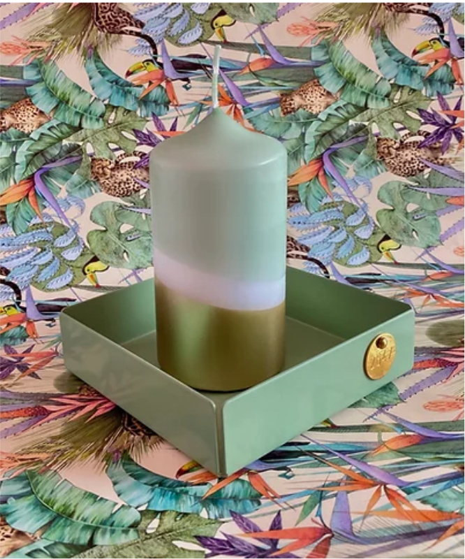 Bougie simple verte et doré