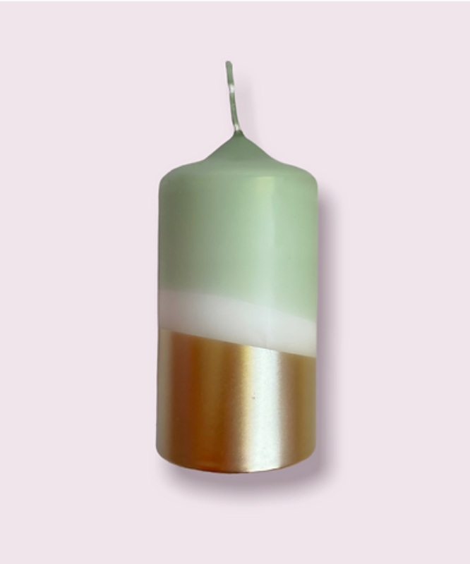 Bougie simple verte et doré