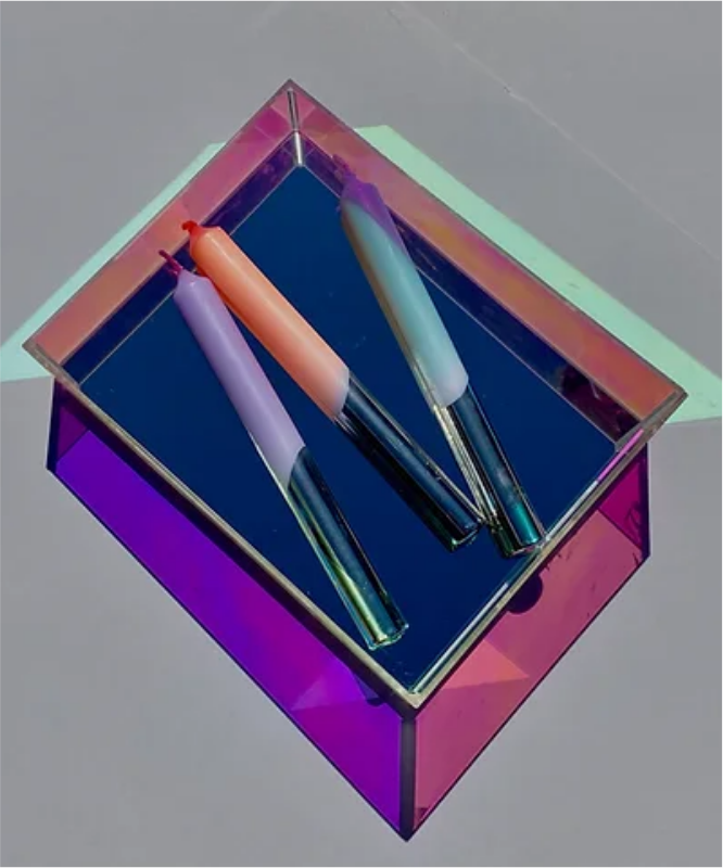 Trio bougies longues couleurs et silver