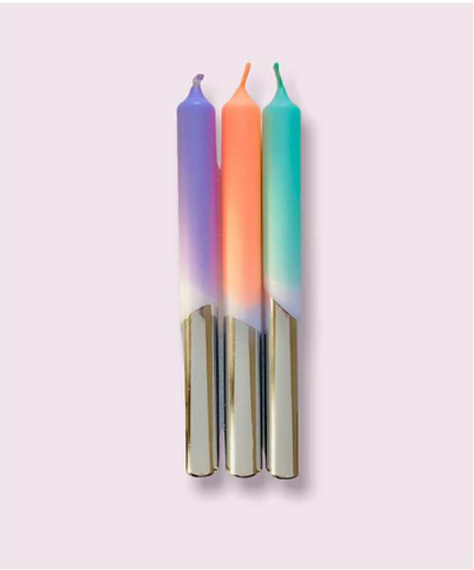 Trio bougies longues couleurs et silver