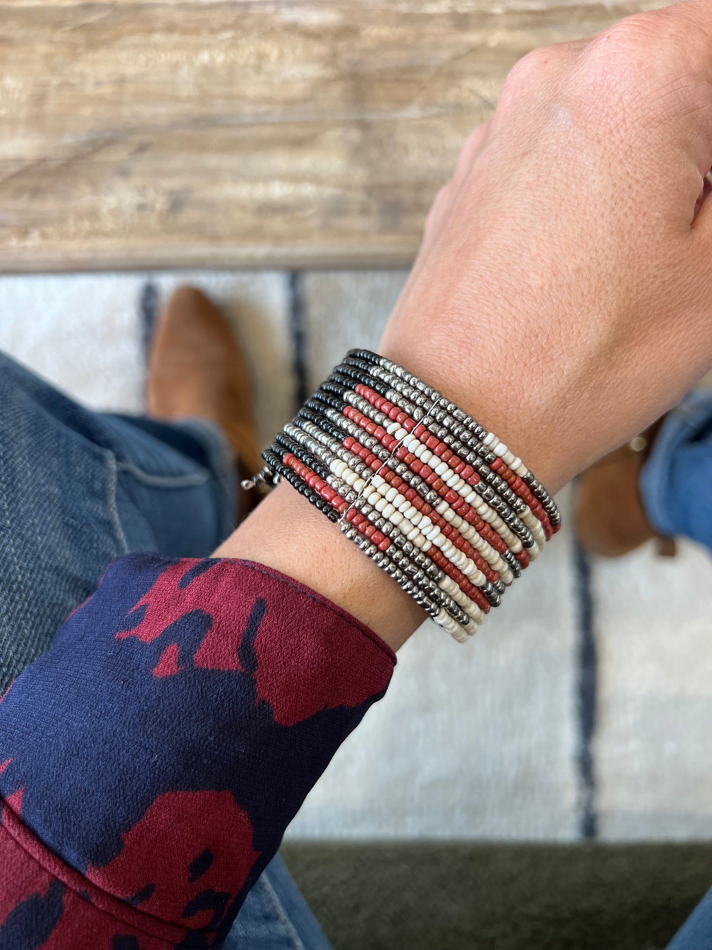 Bracelet en perles de rocailles tricolor 