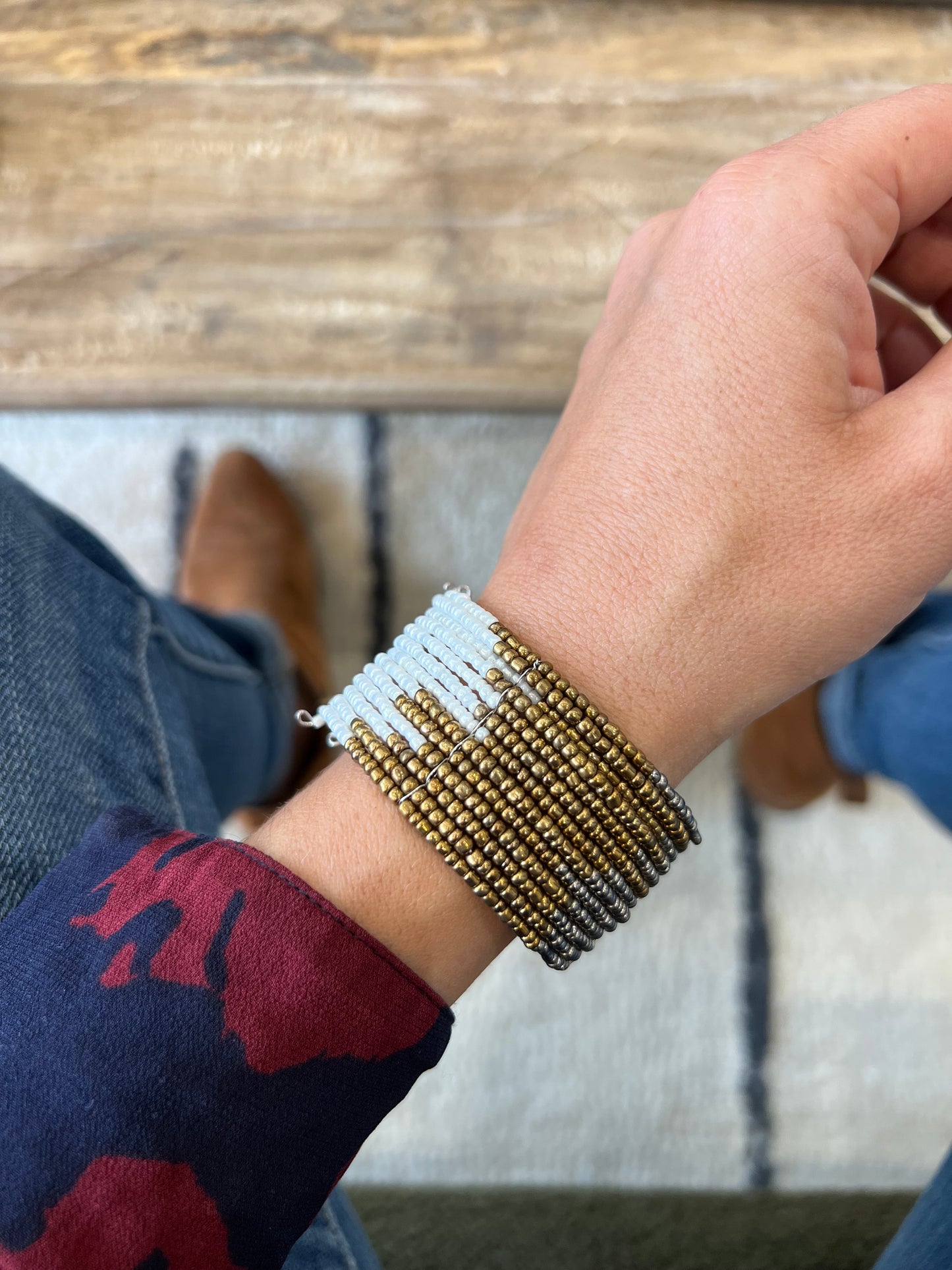 Bracelet en perles de rocailles tricolor 