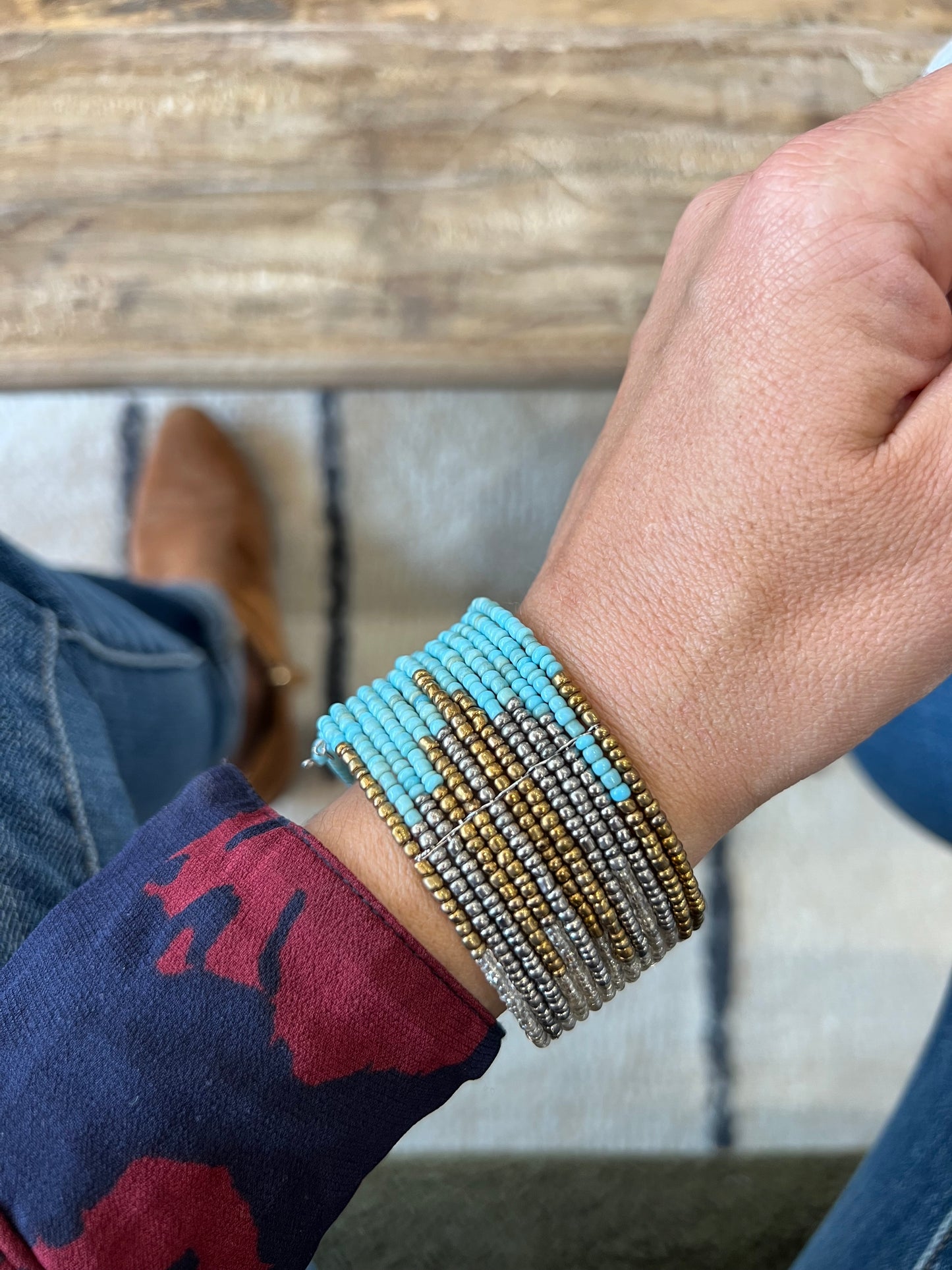Bracelet en perles de rocailles tricolor 