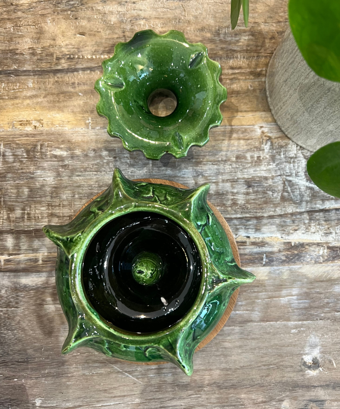 Cendrier marocain vert cactus en céramique