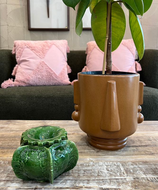 Cendrier marocain vert cactus en céramique